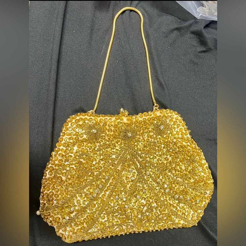 Vtg Handmade Silk & Beaded Purse Honghong